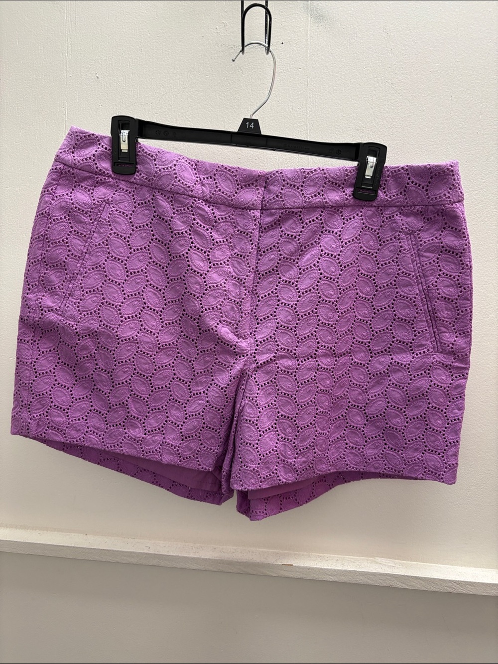 Tommy Hilfiger Lavender Eyelet High-Waist Shorts